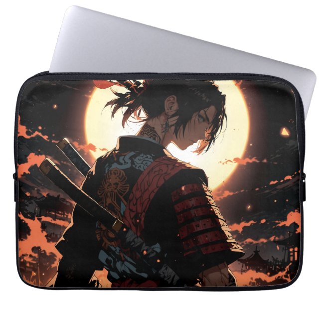 Anime samurai laptop sleeve (Front)
