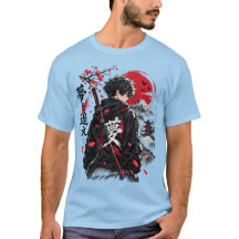 Anime Samurai Warrior Japanese Style T-Shirt – Red