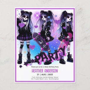 Anime Skater Girl Birthday Party Skateboarding