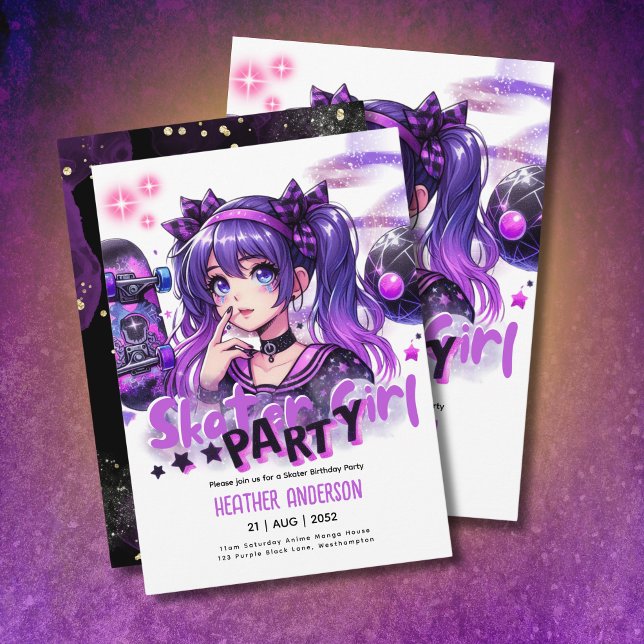 Anime Skater Girl Birthday Party Skateboarding (Creator Uploaded)