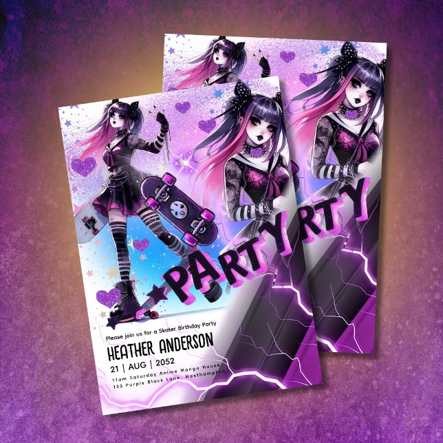 Anime Skater Girl Birthday Party Skateboarding (Creator Uploaded)