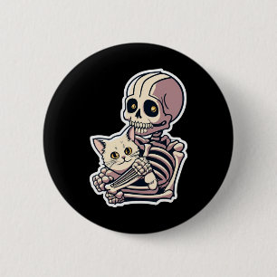Anime Skeleton Holding A Cat Shirt Lazy Halloween 6 Cm Round Badge