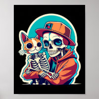 Anime Skeleton Holding A Cat Shirt Lazy Halloween