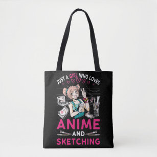 Anime Sketching Girl Otaku Teen Japanese Comic Fan Tote Bag
