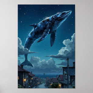 Anime Sky Whale Fantasy Wall Art