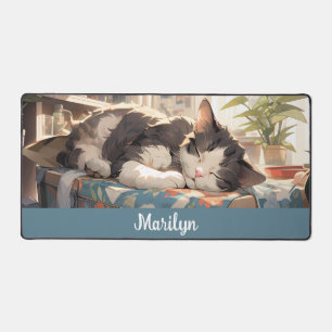 Anime Sleeping Cat Desk Mat