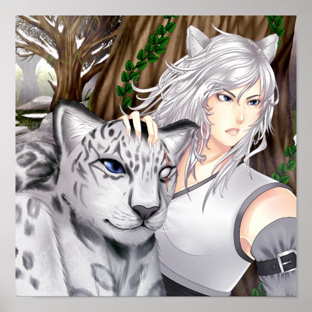 Anime snow leopard decorative poster (Front)