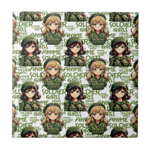 Anime Soldier Girls Pattern Design Ceramic Tile