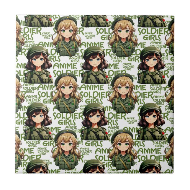 Anime Soldier Girls Pattern Design  Ceramic Tile (Front)