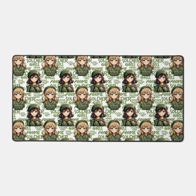 Anime Soldier Girls Pattern Design  Desk Mat (Front)
