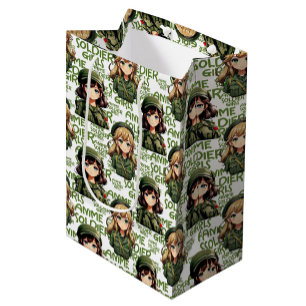 Anime Soldier Girls Pattern Design Medium Gift Bag