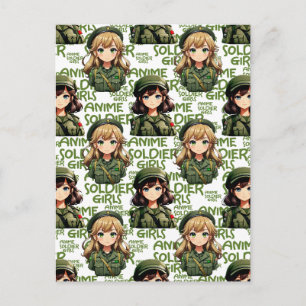 Anime Soldier Girls Pattern Design Postcard