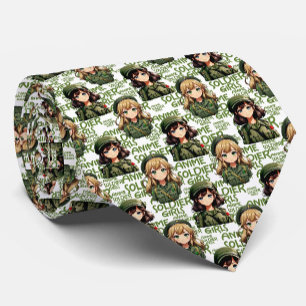 Anime Soldier Girls Pattern Design Tie