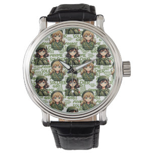 Anime Soldier Girls Pattern Design Watch