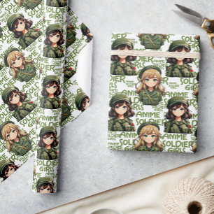 Anime Soldier Girls Pattern Design  Wrapping Paper