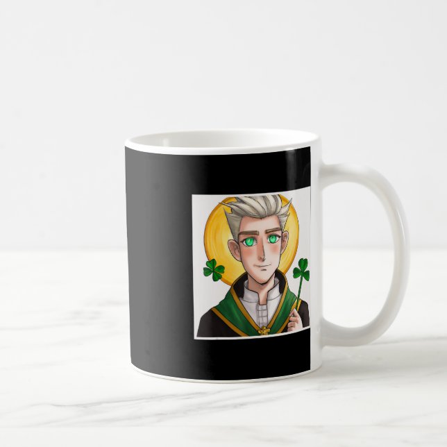 Anime St Patrick Catholic Saint Patrick's Day Mang Coffee Mug (Right)