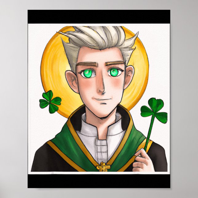 Anime St Patrick Catholic Saint Patrick's Day Mang Poster (Front)