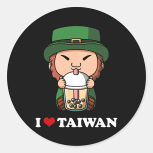 Anime St Patricks Day Leprechaun Bubble Tea I Love Classic Round Sticker