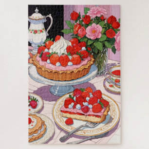 Anime strawberry dessert jigsaw puzzle