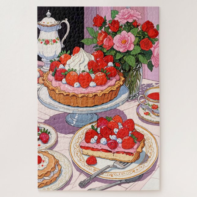 Anime strawberry dessert  jigsaw puzzle (Vertical)