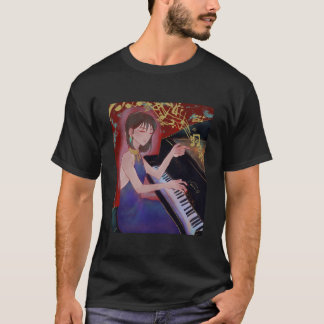Anime Style Girl Playing Piano Elegant Music  T-Shirt