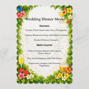 Anime Style Jungle Menu Card: Elegant Dinner Event