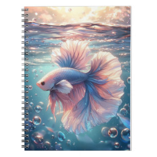 Anime style pearly halfmoon betta fish notebook
