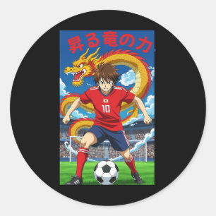 Anime Style Soccer Footbyll Forward Hero Power Gol Classic Round Sticker