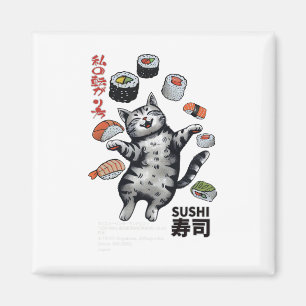 Anime-style Sushi Cat Harajuku Tokyo Japan Cat Caf Magnet
