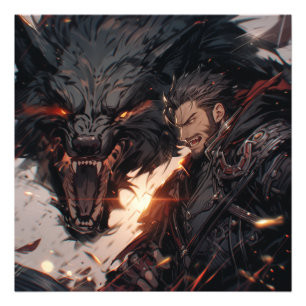 Anime style Vampire versus Werewolf Photo Print