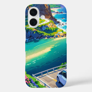 Anime Summer Coastal Drive iPhone 16 Case