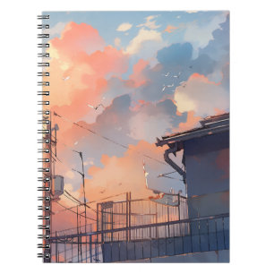 Anime Sunset - Aesthetic Cityscape - Golden Hour Notebook