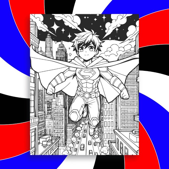 Anime Superhero Boy | Kid's Colouring   (Creator Uploaded)