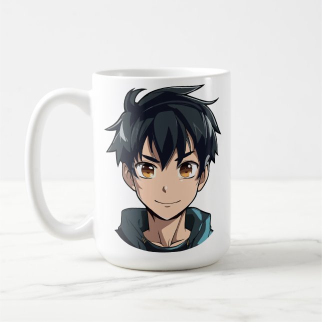 Anime Superpower Delight - Young Man Character Coffee Mug (Left)