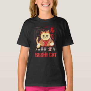 Anime Sushi Cat Japanese Sushi Chef Anime Graphic T-Shirt