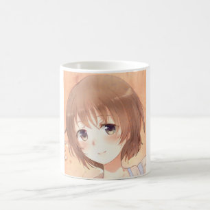 Anime sweet brown-haired girl coffee mug