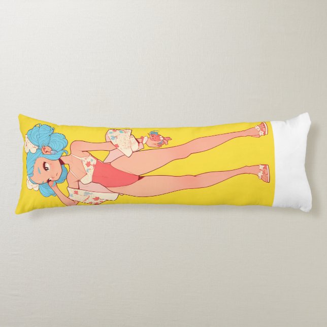 Anime Swimsuit Girl Yellow Body Cushion (Front)