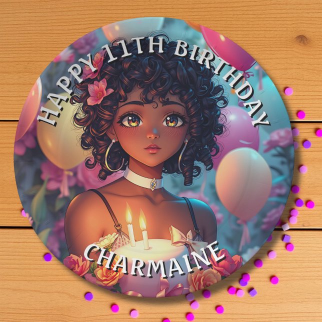 Anime Themed Birthday Girl of Colour Paper Plate (Creator Uploaded)