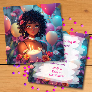 Anime Themed Birthday Girl  Personalised  Invitation