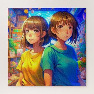 Anime Themed Twin Girl's  Jigsaw Puzzle