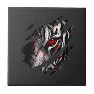 Anime Tiger Eyes Through Scratch Ceramic Tile
