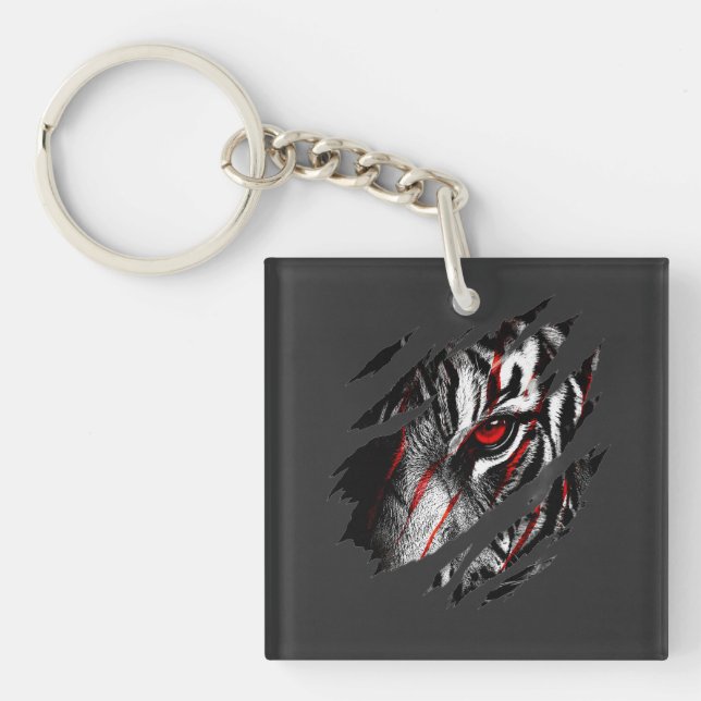 Anime Tiger Eyes Through Scratch Key Ring (Front)