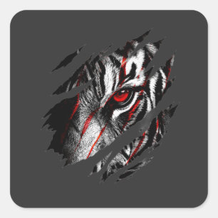 Anime Tiger Eyes Through Scratch Square Sticker