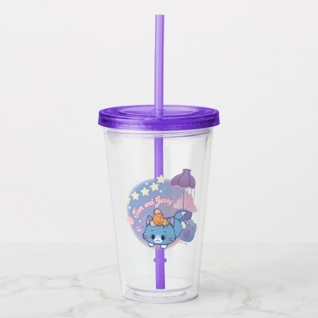 Anime Tom and Jerry Dreamy Nights Acrylic Tumbler (Front)