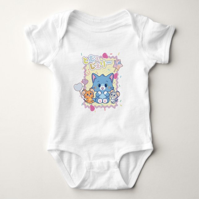 Anime Tom and Jerry Strawberry Fun Baby Bodysuit (Front)