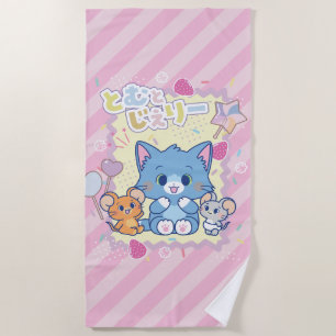 Anime Tom and Jerry Strawberry Fun Beach Towel