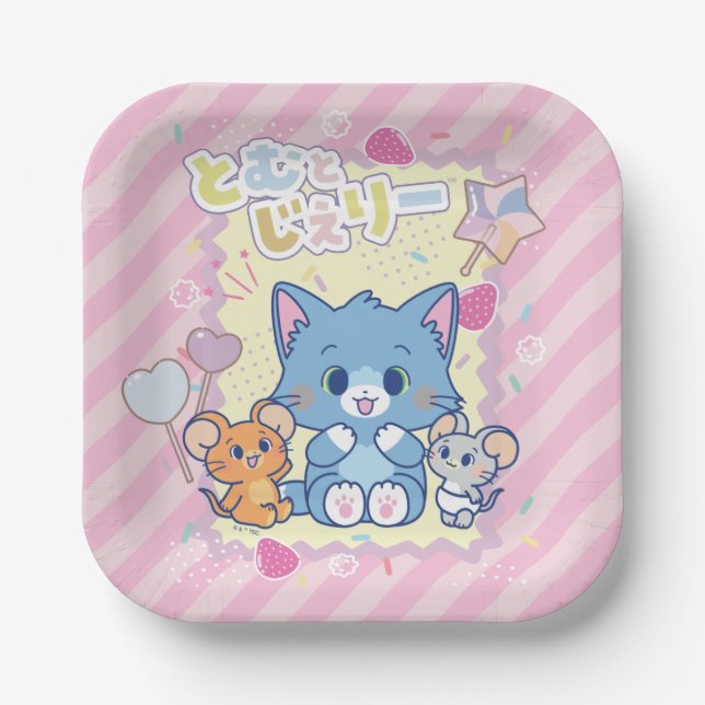 Anime Tom and Jerry Strawberry Fun Paper Plate (Front)