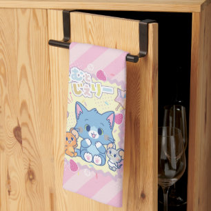 Anime Tom and Jerry Strawberry Fun Tea Towel