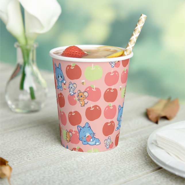 Anime Tom, Jerry, and Tuffy Apple Pattern Paper Cups (Insitu)