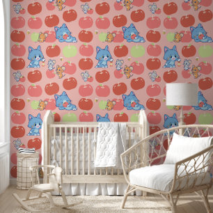Anime Tom, Jerry, and Tuffy Apple Pattern Wallpaper